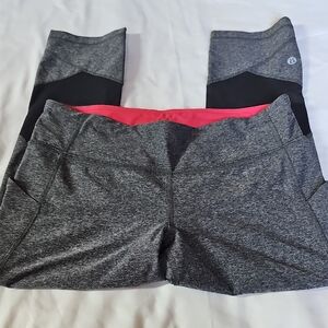 Lululemon Athletica Gray Leggings with Pink Waistband